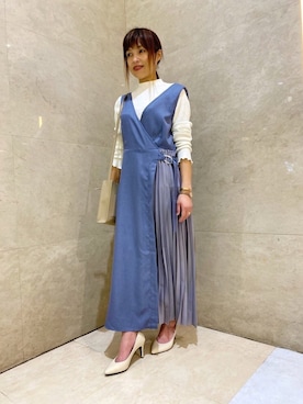 「Te chichi TERRASSE（テチチテラス）のアイテム（ジャンパースカート）」を使った、lukawaguchimaekawaさん（レディース・153cm）の春コーディネート