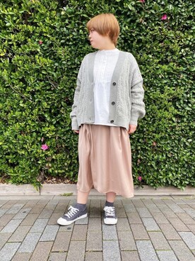 「Lugnoncure（ルノンキュール）のレースブラウス（シャツ/ブラウス、ホワイト系）」を使った、lukawaguchimaekawaさん（レディース）の春コーディネート