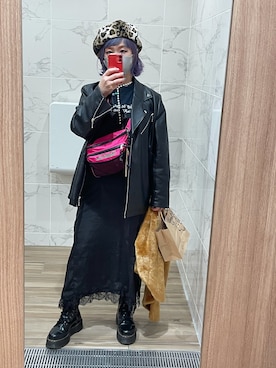 「jouetie（ジュエティ）のアイテム（ライダースジャケット）」を使った、masaさん（レディース・157cm）の冬コーディネート