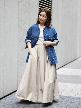 「タフタスカート」｜「アイテム（ジャケット/アウター）」を使った、hinakoさん（レディース・150cm）の夏コーディネート