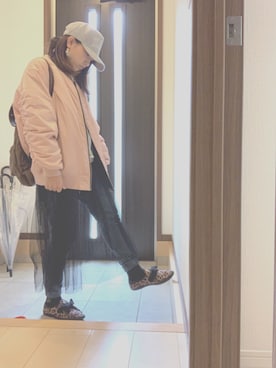 「XLARGE（エクストララージ）のアイテム（キャップ、グレー系）」を使った、yuyuさん（レディース・153cm）の秋コーディネート