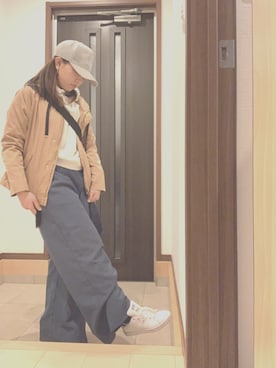 「XLARGE（エクストララージ）のアイテム（キャップ、グレー系）」を使った、yuyuさん（レディース・153cm）の冬コーディネート