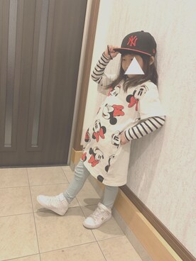 「NEW ERA（ニューエラ）のアイテム（キャップ、レッド系）」を使った、yuyuさん（レディース・153cm）の春コーディネート