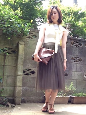 「Soareak（ソアリーク）のアイテム（バッグ）」を使った、ちゃんまみさん（レディース・158cm）の夏コーディネート