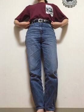 「ハイウエストストレートジーンズ」｜7a9uさん（レディース・161cm）の夏コーディネート