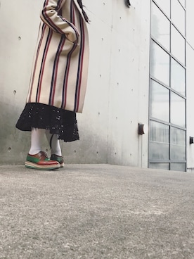 「DRIES VAN NOTEN（ドリスヴァンノッテン）のアイテム（チェスターコート）」を使った、yuiさん（レディース・160cm）の春コーディネート