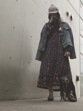 「ヴィンテージワンピース」｜「アイテム（帽子）」を使った、yuiさん（レディース・160cm）の秋コーディネート