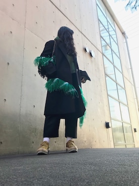 「DRIES VAN NOTEN（ドリスヴァンノッテン）のアイテム（チェスターコート）」を使った、yuiさん（レディース・160cm）の春コーディネート