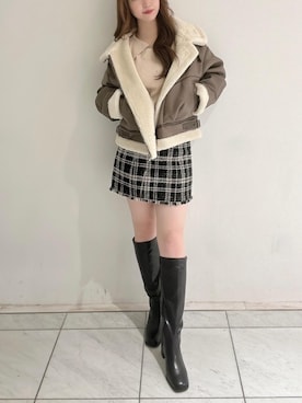 「アイテム（ダウンジャケット/コート）」を使った、マジェスティックレゴンルクア大阪店スタッフさん（レディース・162cm）の秋コーディネート