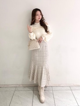 「MAJESTIC LEGON（マジェスティックレゴン）のアイテム」を使った、マジェスティックレゴンルクア大阪店スタッフさん（レディース・162cm）の冬コーディネート