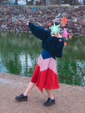 「REDYAZEL（レディアゼル）のジグザグヴィンテージマキスカート◆（スカート、ピンク系）」を使った、ぷちょさん（レディース・162cm）の春コーディネート
