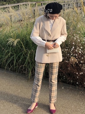 「LILY BROWN（リリーブラウン）のアイテム（ハンチング/ベレー帽）」を使った、rinaさん（レディース・154cm）の秋コーディネート