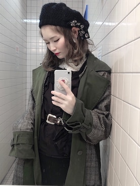 「MERCURYDUO（マーキュリーデュオ）のアイテム（帽子）」を使った、rinaさん（レディース・154cm）の冬コーディネート