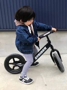 「ストライダー」｜「アイテム（ジャケット/アウター）」を使った、りく・みさき・母さん（キッズ・90cm）の春コーディネート