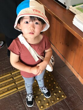 「BOBO CHOSES（ボボショーズ）のアイテム（バッグ）」を使った、りく・みさき・母さん（キッズ・90cm）の夏コーディネート