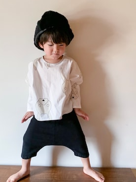 「UJU（ウジュ）のアイテム」を使った、りく・みさき・母さん（キッズ・100cm）の秋コーディネート