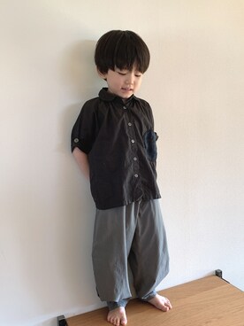 「nunuforme（ヌヌ）のアイテム（その他パンツ）」を使った、りく・みさき・母さん（キッズ・100cm）の夏コーディネート