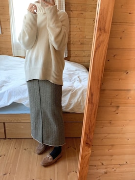「アイテム（モカシン/デッキシューズ）」を使った、りく・みさき・母さん（キッズ・110cm）の冬コーディネート