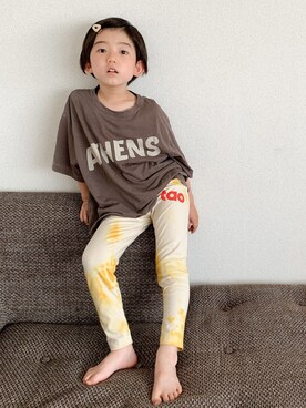 「The animals observatory（ジ・アニマルズ・オブザーバトリー）のアイテム（パンツ）」を使った、りく・みさき・母さん（キッズ・110cm）の夏コーディネート