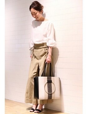 「Noble（ノーブル）のアイテム（トートバッグ）」を使った、natsukiさん（レディース・162cm）の夏コーディネート