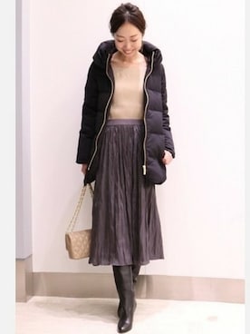 「アイテム（ダウンジャケット/コート、ブルー系）」を使った、natsukiさん（レディース・162cm）の秋コーディネート