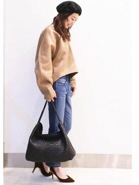 「Noble（ノーブル）のアイテム（ハンチング/ベレー帽）」を使った、natsukiさん（レディース・162cm）の冬コーディネート