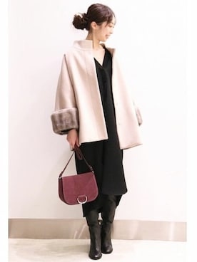 「オーバーコート」｜natsukiさん（レディース・162cm）の冬コーディネート