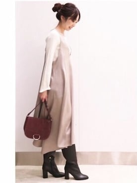 「Noble（ノーブル）のアイテム（ワンピース）」を使った、natsukiさん（レディース・162cm）の冬コーディネート