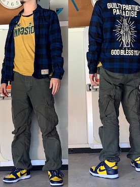 「slowgun（スロウガン）のアイテム」を使った、ヨシタカさん（メンズ・170cm）の秋コーディネート