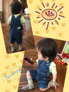 「NIKE（ナイキ）のアイテム（オールインワン・サロペット）」を使った、せーちゃんさん（キッズ・80cm）の春コーディネート