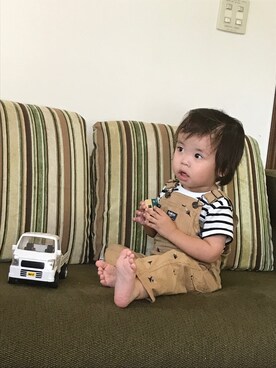 「アイテム（サロペット/オーバーオール）」を使った、せーちゃんさん（キッズ・80cm）の夏コーディネート