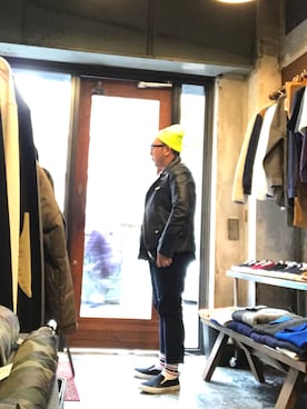 「carhartt」｜「アイテム（ライダースジャケット）」を使った、伊藤孝法さん（メンズ・165cm）の秋コーディネート