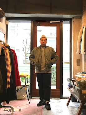 「carhartt」｜「アイテム（その他シューズ）」を使った、伊藤孝法さん（メンズ・165cm）の冬コーディネート