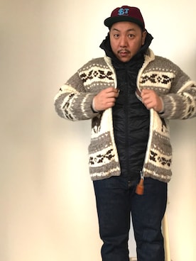 「J.CREW（ジェイクルー）のアイテム（キャップ）」を使った、伊藤孝法さん（メンズ・165cm）の冬コーディネート