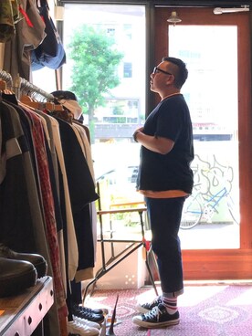 「OUTPUT（アウトプット）のアイテム（パンツ）」を使った、伊藤孝法さん（メンズ・165cm）の夏コーディネート