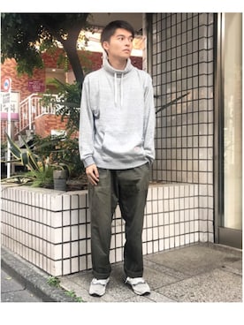 「Vincent et Mireille（バンソンエミレイユ）のアイテム（スウェット）」を使った、ST&DARD MADE. 川瀬さん（メンズ・169cm）の秋コーディネート