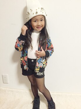 「BLOC（ブロック）のアイテム（ブルゾン）」を使った、bloc_betty_OFFICIALさん（キッズ・100cm）の冬コーディネート