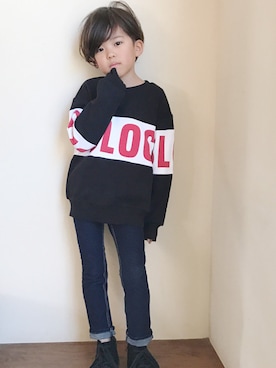 「BLOC（ブロック）のアイテム（パンツ）」を使った、bloc_betty_OFFICIALさん（キッズ・120cm）の冬コーディネート