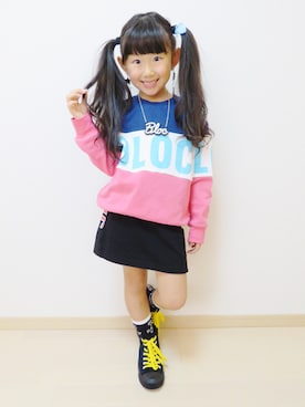 「BLOC（ブロック）のアイテム（スウェット）」を使った、bloc_betty_OFFICIALさん（キッズ・120cm）の冬コーディネート