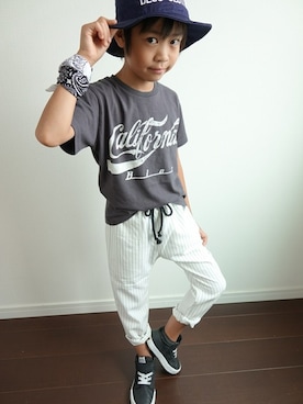 「BLOC（ブロック）のアイテム（パンツ）」を使った、bloc_betty_OFFICIALさん（キッズ・128cm）の夏コーディネート