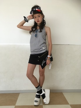 「BLOC（ブロック）のアイテム（スカート）」を使った、bloc_betty_OFFICIALさん（キッズ・155cm）の夏コーディネート