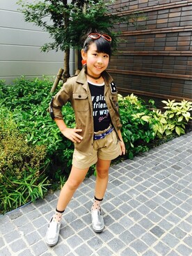 「BLOC（ブロック）のアイテム（トップス）」を使った、bloc_betty_OFFICIALさん（キッズ・131cm）の夏コーディネート