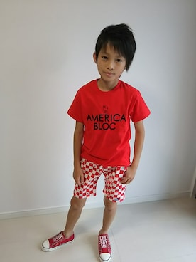 「BLOC（ブロック）のアイテム（トップス）」を使った、bloc_betty_OFFICIALさん（キッズ・130cm）の夏コーディネート