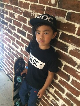 「BLOC（ブロック）のアイテム（トップス）」を使った、bloc_betty_OFFICIALさん（キッズ・118cm）の夏コーディネート