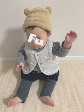 「つかまり立ち」｜Fu◡̈⃝︎さん（キッズ・70cm）の冬コーディネート