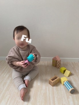 「つかまり立ち」｜Fu◡̈⃝︎さん（キッズ・70cm）の冬コーディネート