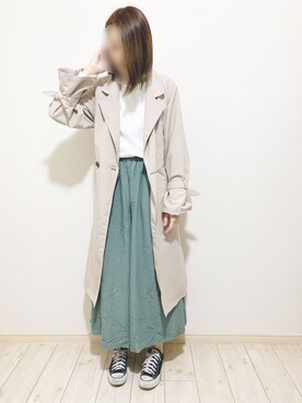 「ピスタチオ」｜「アイテム（トレンチコート）」を使った、Nozoさん（レディース・168cm）の春コーディネート