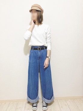 「ENVYM（アンビー）のアイテム（帽子）」を使った、Nozoさん（レディース・168cm）の春コーディネート