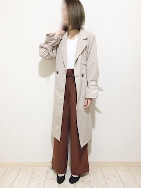 「EMODA」｜「アイテム（トレンチコート）」を使った、Nozoさん（レディース・168cm）の春コーディネート