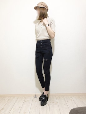 「ENVYM（アンビー）のアイテム（帽子）」を使った、Nozoさん（レディース・168cm）の春コーディネート